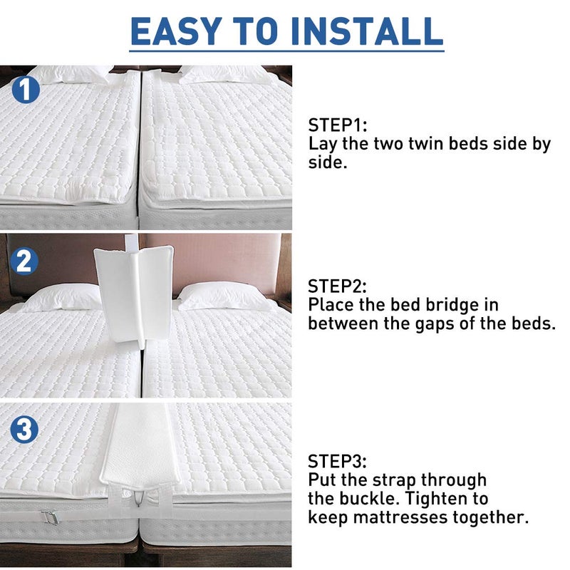 HITOMEN Bed Bridge  Twin to King Bed Converter Kit  Bed Gap Filler with Strap  Mattress Connector - Image 5